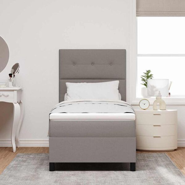 vidaXL Cama Box com colch&atilde;o Cinzento-acastanhado 90 x 190 cm tecido