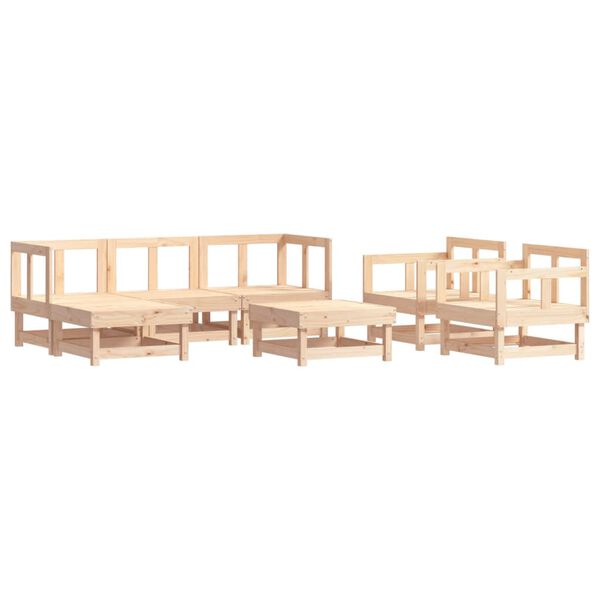 vidaXL 7 pcs conjunto lounge de jardim pinho maci&ccedil;o