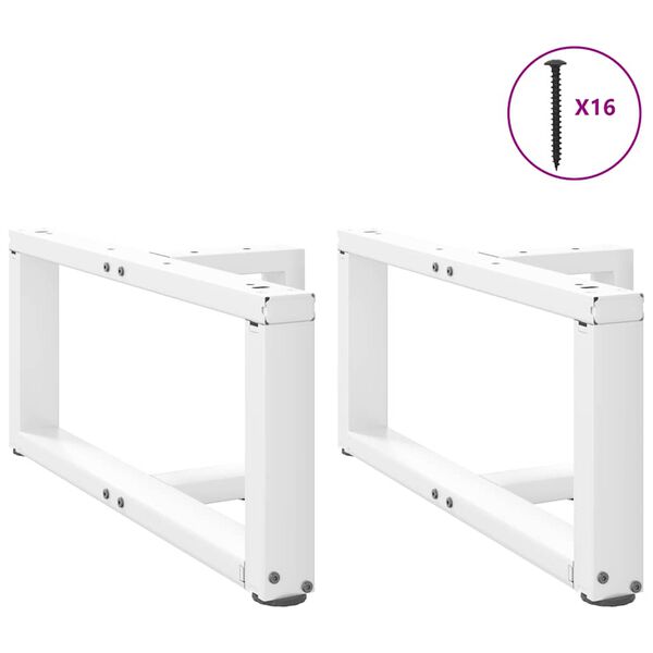 vidaXL Pés para mesa de centro em forma de T, 2 peças, branco, 70x25x(30-31) cm, aço