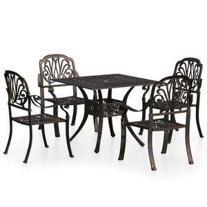 vidaXL 5 pcs conjunto bistr&ocirc; alum&iacute;nio fundido bronze