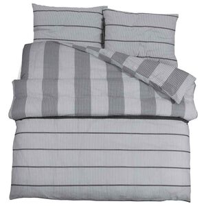 vidaXL Conjunto de capa de edred&atilde;o 200x200 cm algod&atilde;o cinzento-claro