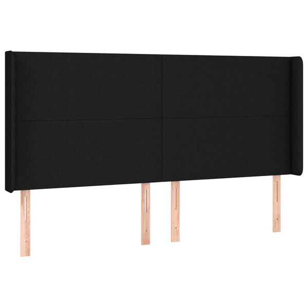 vidaXL Cabeceira de cama c/ luzes LED tecido 163x16x118/128 cm preto