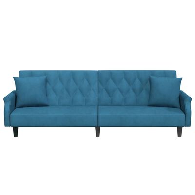 vidaXL Sofá-cama com apoio de braços veludo azul