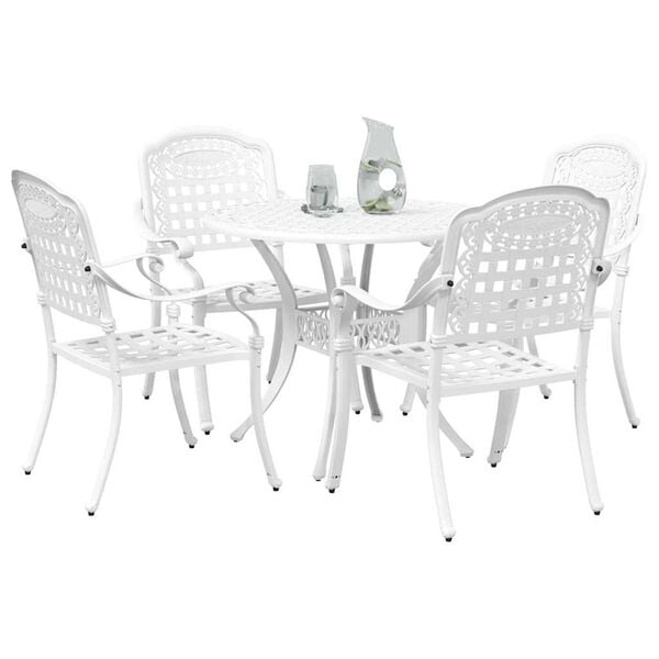 vidaXL Conjunto de Jantar para Jardim 5 pcs Branco Alum&iacute;nio