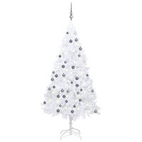 vidaXL Árvore Natal artificial pré-iluminada c/ bolas 120cm PVC branco