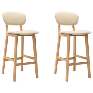 vidaXL Bancos de bar 2 pcs tecido cor creme