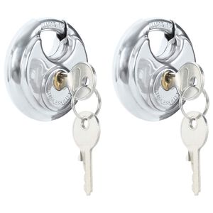 vidaXL Trancas Discus com Chaves 2 unid. Prateado 6 x 2,3 x 6 cm