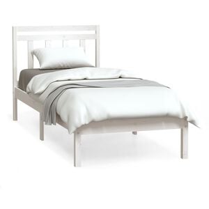 vidaXL Estrutura de cama solteiro 90x190 cm madeira maci&ccedil;a branco