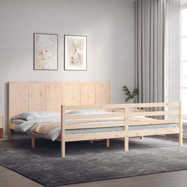 vidaXL Estrutura de cama com cabeceira 200x200 cm madeira maci&ccedil;a