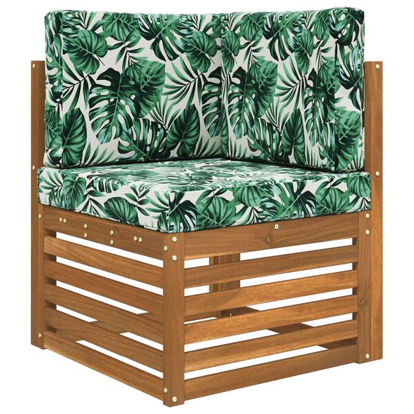 vidaXL Almofada para Sof&aacute; Externo 3 pcs Padr&atilde;o de Folhas Poli&eacute;ster