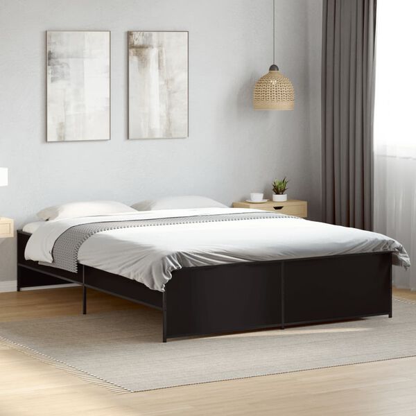 vidaXL Estrutura de cama 150x200 cm derivados de madeira/metal preto