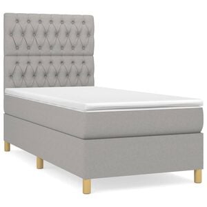 vidaXL Cama com molas/colch&atilde;o 90x190 cm tecido cinzento-claro