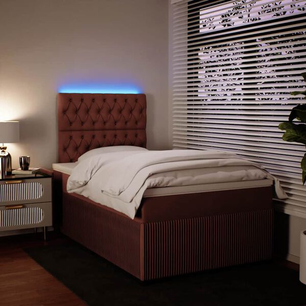 vidaXL Cama boxspring com colch&atilde;o 120x200 cm veludo rosa