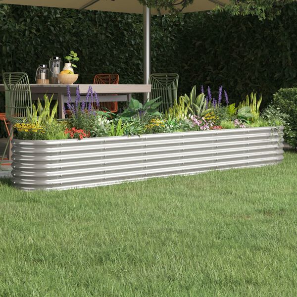 vidaXL Canteiro elevado jardim 260x40x36cm a&ccedil;o galvanizado prateado