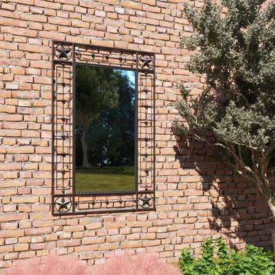 vidaXL Espelho de parede para jardim retangular 50x80 cm preto