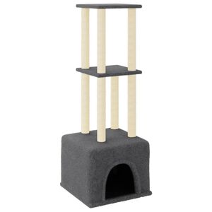 vidaXL &Aacute;rvore gatos c/ postes arranhadores sisal 133,5 cm cinza-escuro