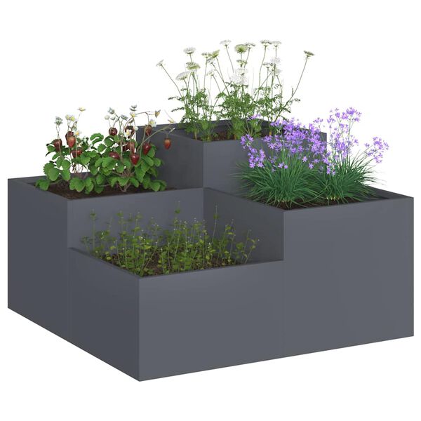vidaXL Vaso de Jardim Antracite 100 x 100 x 48 cm A&ccedil;o