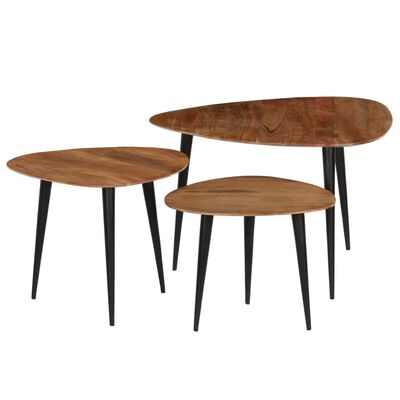vidaXL Conjunto de mesas de centro 3 pcs madeira de acácia maciça
