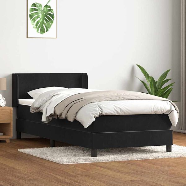 vidaXL Cama com molas/colchão 80x220 cm veludo preto