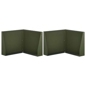 vidaXL Muro de Conten&ccedil;&atilde;o 2 unid. 50 x 50 x 30 cm A&ccedil;o Verde-Azeitona