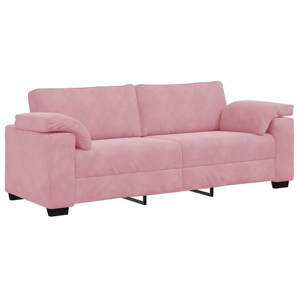 vidaXL Sof&aacute; de 3 lugares 220x77x82 cm veludo rosa