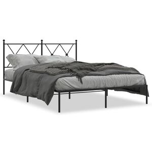 vidaXL Estrutura de cama com cabeceira 135x190 cm metal preto
