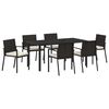 vidaXL Conjunto de Jantar para Jardim 7 pcs Preto A&ccedil;o revestido a p&oacute;