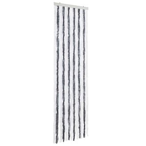 vidaXL Cortina anti-insetos 56x200 cm chenille cinzento e branco