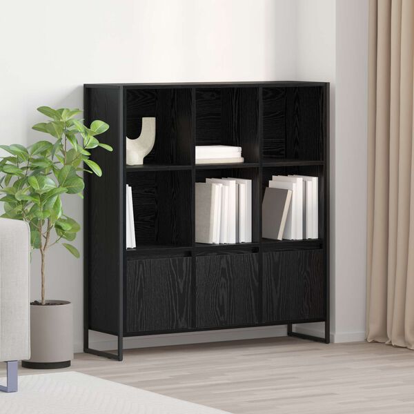 vidaXL Gabinete de Livros 2 pcs Carvalho Preto 99,5 x 30 x 108 cm