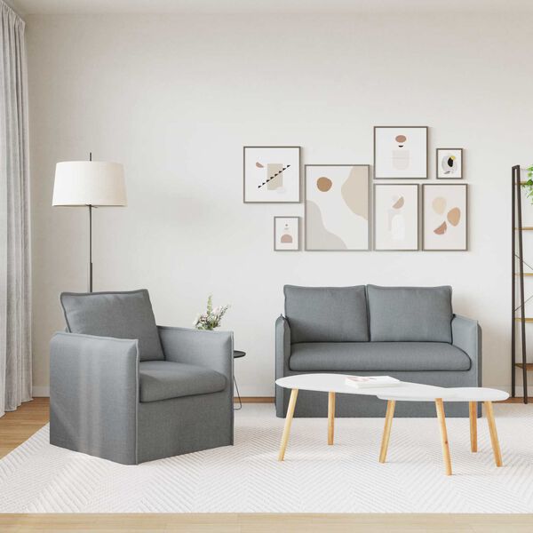 vidaXL Conjunto de Sof&aacute;s 2 pcs Cinzento-claro 136 x 82 x 85 cm tecido