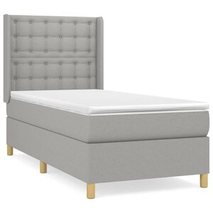 vidaXL Cama com molas/colch&atilde;o 80x200 cm tecido cinza-claro