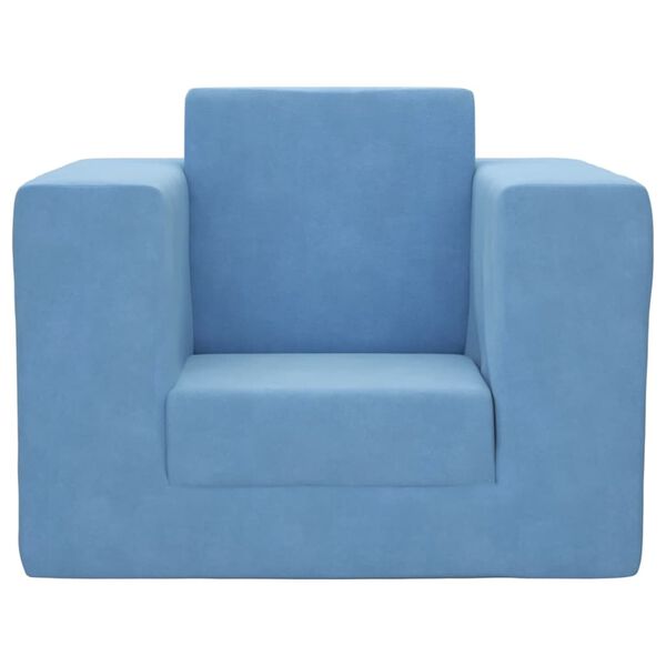 vidaXL Sof&aacute;-cama infantil pel&uacute;cia macia azul