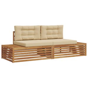 vidaXL Conjunto de Sof&aacute;s para Exterior com almofada Natural e Bege