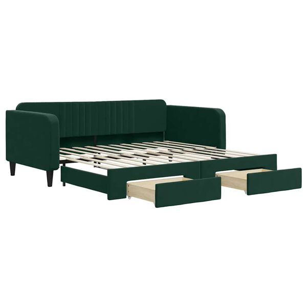 vidaXL Sof&aacute;-cama c/ gavet&atilde;o e gavetas 100x200 cm veludo verde-escuro