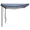vidaXL Toldo retr&aacute;til autom&aacute;tico com postes 6x3 m azul e branco