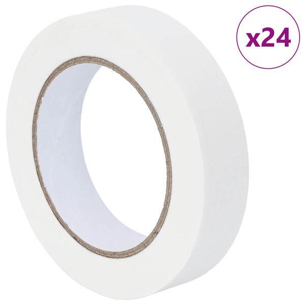 vidaXL Fitas de M&aacute;scara para Pintores 24 pcs Branco 25mm x 50m Papel