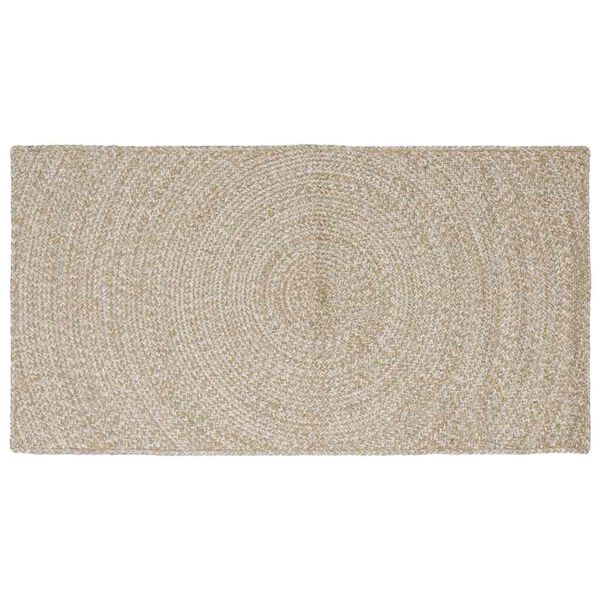 vidaXL Tapetes de &aacute;rea Retangular Natural e Branco 80 x 150 cm Juta