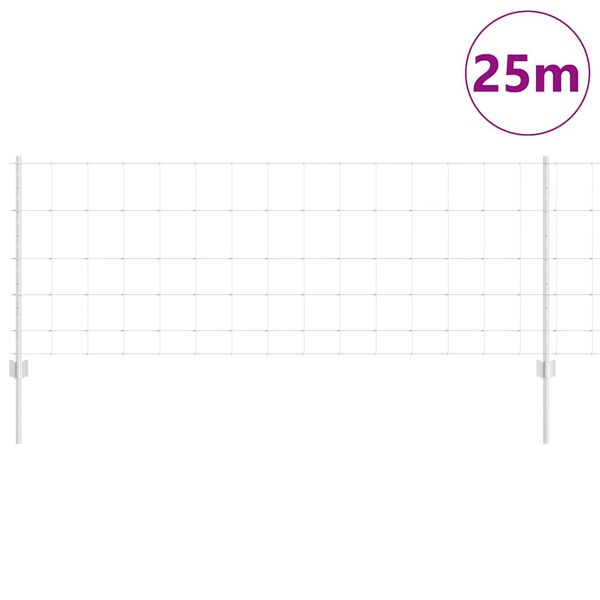 vidaXL Cerca com Poste Prateado 0,8 x 25 m A&ccedil;o