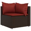 vidaXL 3 pcs conjunto lounge jardim c/ almofad&otilde;es vime PE castanho