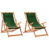 vidaXL Cadeiras de praia dobr&aacute;veis 2 pcs tecido verde