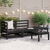 vidaXL 3 pcs conjunto lounge de jardim pinho maciço preto