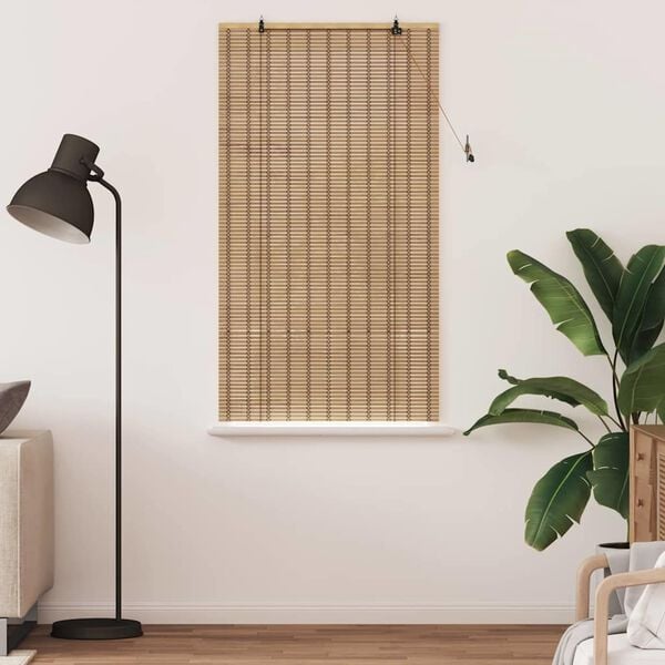 vidaXL Estores de rolo com cortinas Manual Natura 80 x 160 cm Bambu