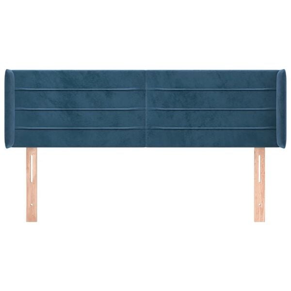 vidaXL Cabeceira de cama c/ abas tecido 147x16x78/88cm azul-escuro
