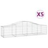 vidaXL Cestos gabi&atilde;o arqueados 5 pcs 200x50x40/60 cm ferro galvanizado