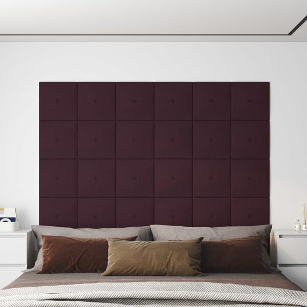 vidaXL Painel de parede 12 pcs 30x30 cm tecido 1,08 m&sup2; roxo
