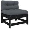 vidaXL 5pcs conjunto lounge jardim com almofad&otilde;es madeira maci&ccedil;a preto