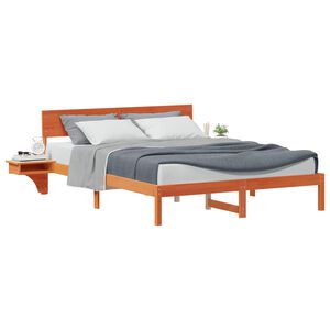 vidaXL Estrutura da Cama com cabeceira Marrom Cera 160 x 200 cm