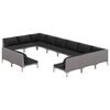 vidaXL 12 pcs conj. lounge jardim c/ almofad&otilde;es vime PE cinza-escuro