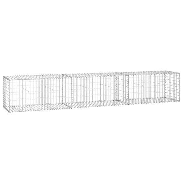 vidaXL Muro gabi&atilde;o com tampas a&ccedil;o galvanizado 300x50x50 cm