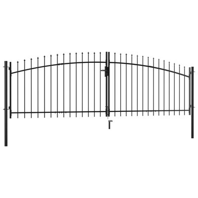 vidaXL Portão de cerca com porta dupla e topo em lanças 400x150 cm
